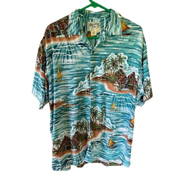 Big Dogs Hawaiian Shirt Small Rayon Island Surf Print, Vintage Style Aloha Shirt - Picture 1 of 6